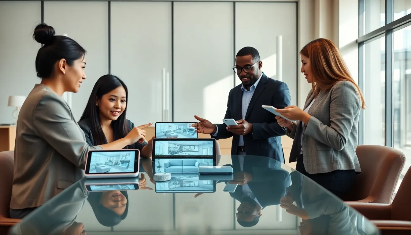 diverse team demonstrating augmented reality in a modern office.
