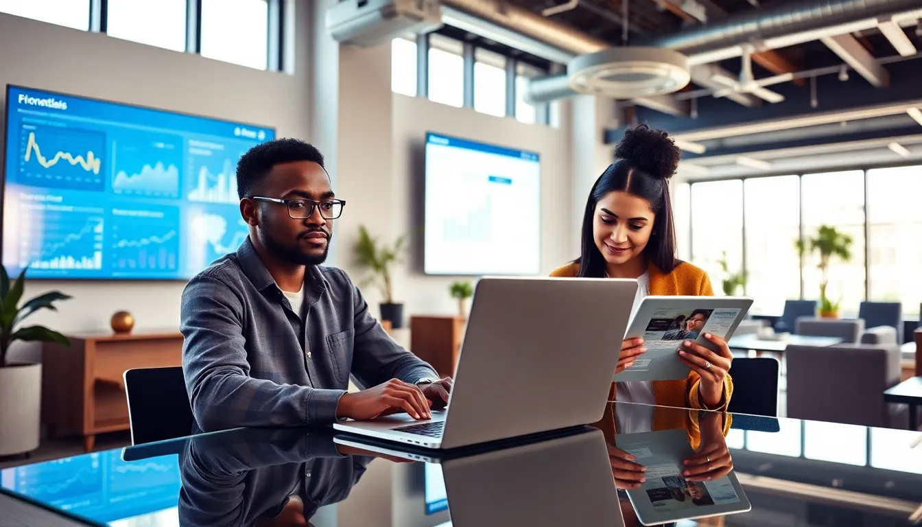 diverse fintech development team collaborating in a modern office.